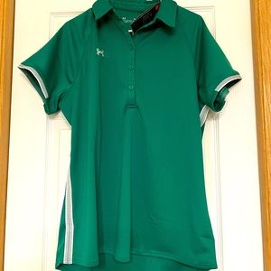 UNDER ARMOUR Heat Gear Women’s Kelly Green/white Short Sleeve Loose XL Polo NWT